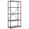 Shelving * | Walker Edison 60 Rustic Metal And Wood Media Bookshelf, Driftwood