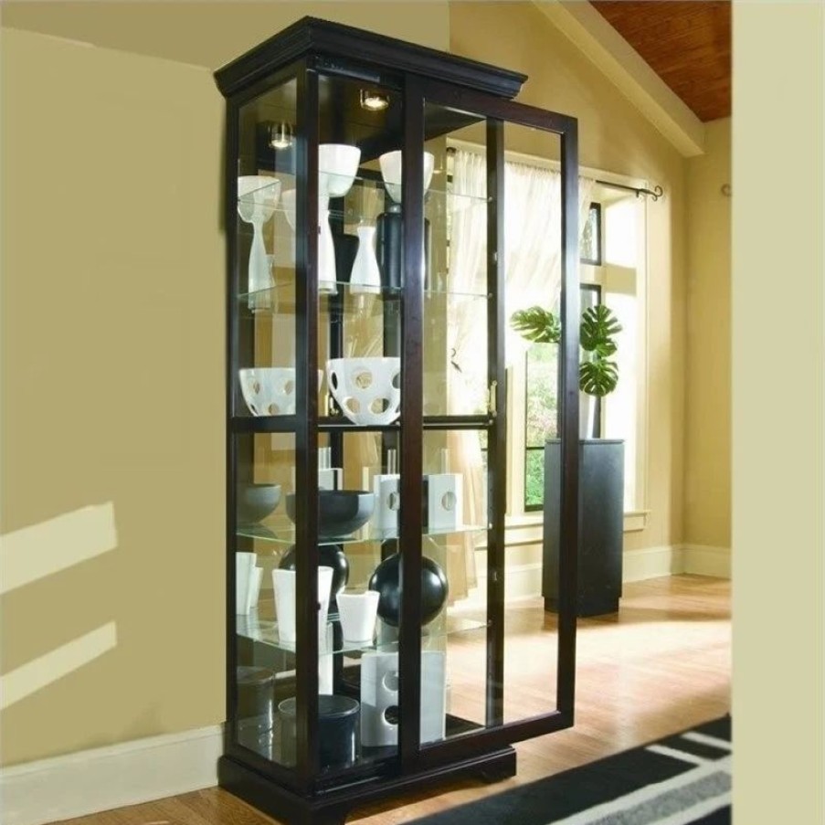 China Cabinets & Hutches * | Beaumont Lane Curio Cabinet In Chocolate Cherry