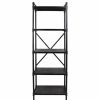 Shelving * | Gdfstudio Lina Industrial Iron Five Shelf Bookcase, Gray Finish, Pewter Finish