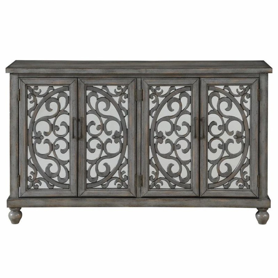 Buffets & Sideboards * | Coast To Coast Imports, Llc 4-Door Media Credenza, Hammond Gray Rub