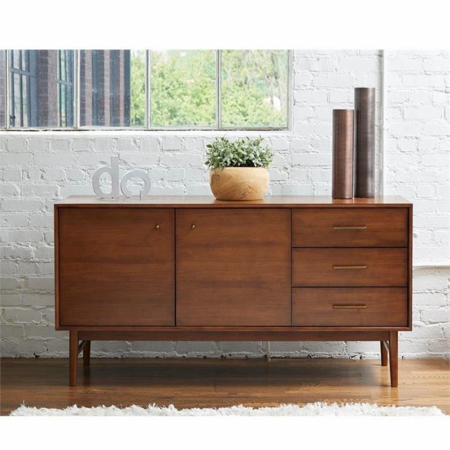 Buffets & Sideboards * | Unique Furniture Lavina 3-Drawer Wood Sideboard, Walnut