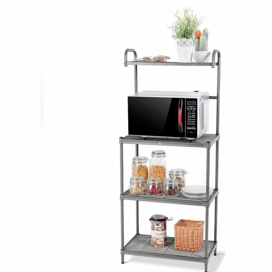 Shelving * | Costway 4-Tier Baker'S Rack Microwave Oven Stand Shelves Storage Rack Organizer