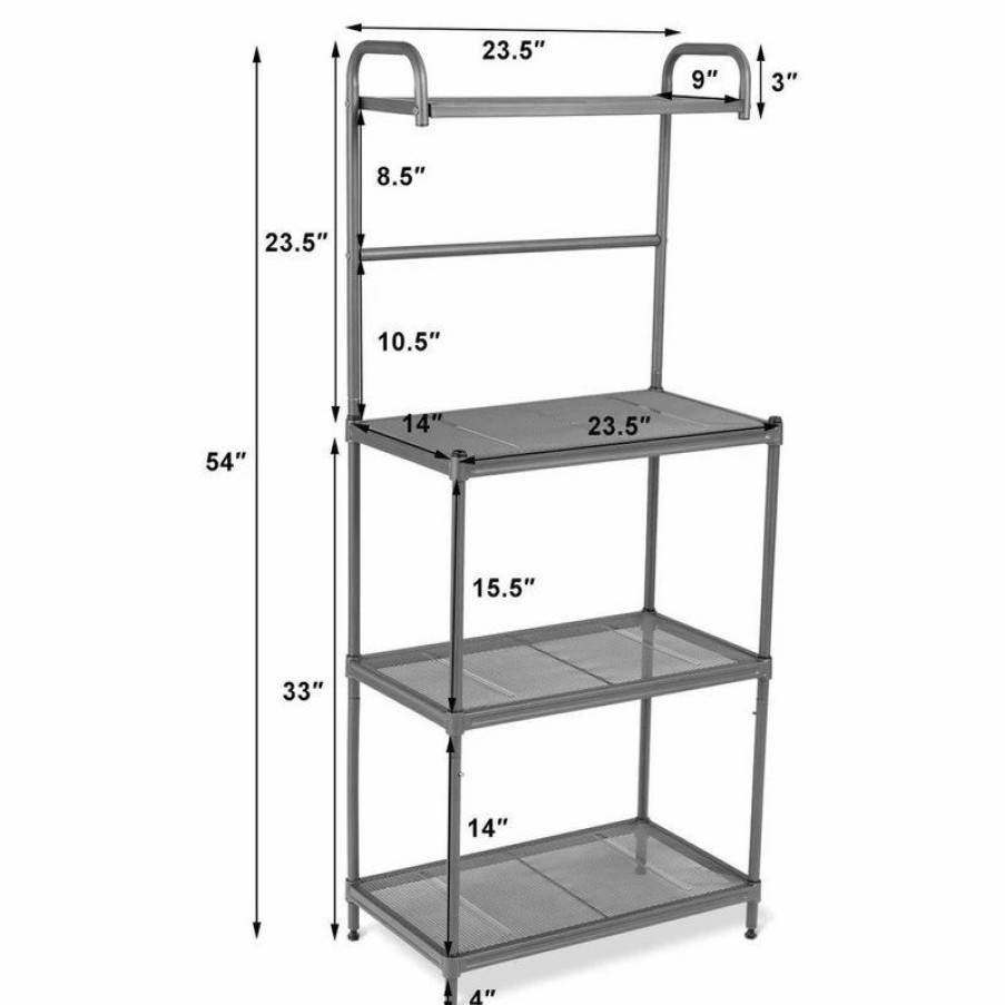 Shelving * | Costway 4-Tier Baker'S Rack Microwave Oven Stand Shelves Storage Rack Organizer