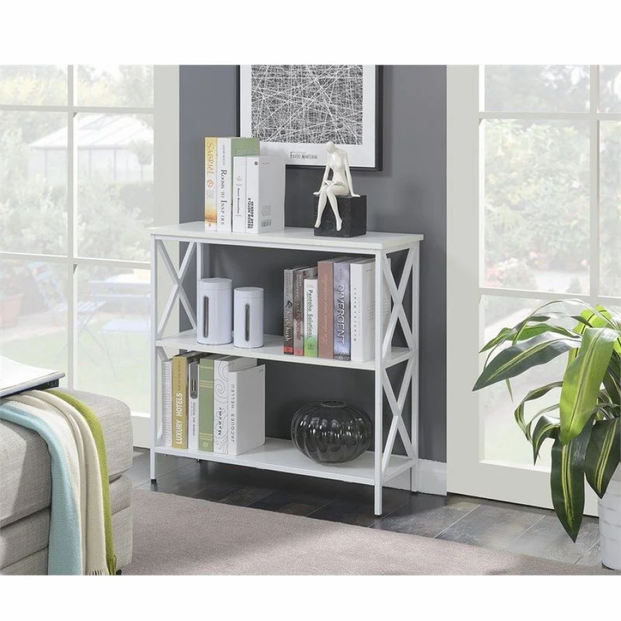 Shelving * | Convenience Concepts Tucson 3 Tier Bookcase In White Wood Finish