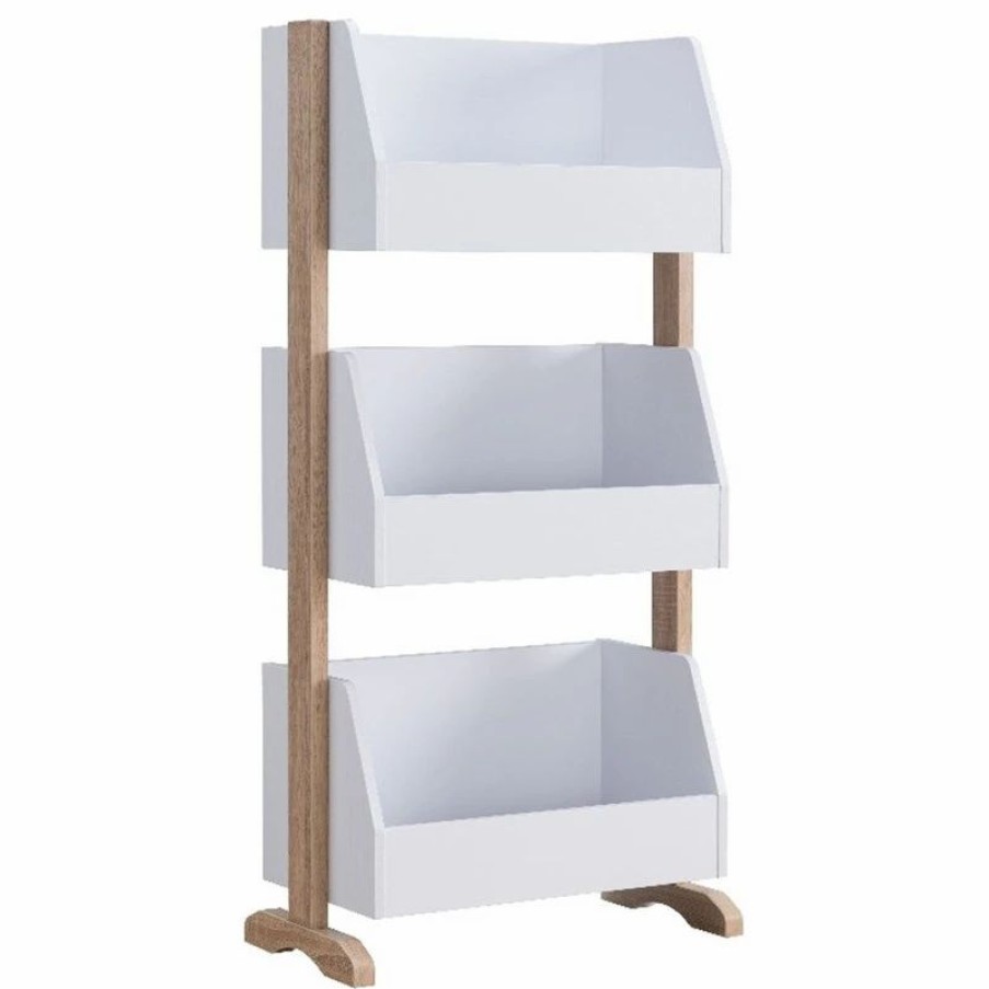 Shelving * | Smart Home Furniture 3-Shelf Contemporary Wood Fruit Rack In White/Natural