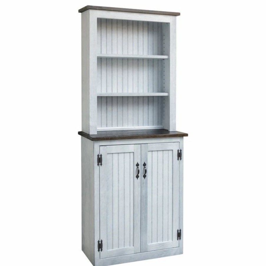 China Cabinets & Hutches * | Furniture Pipeline Llc 72-Inch Tall China Cabinet With 3 Shelves And 2 Doors, White/ Espresso