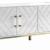 Buffets & Sideboards * | Best Master Furniture Junior 64 Transitional Wood Sideboard In White/Gold