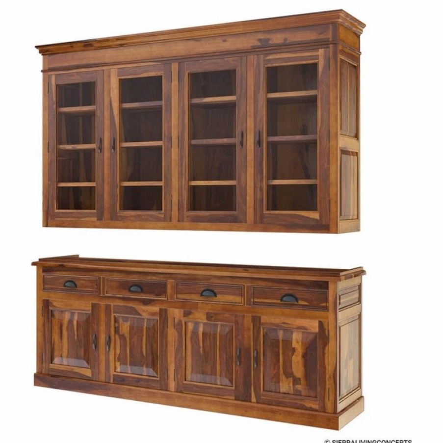 China Cabinets & Hutches * | Sierra Living Concepts Inc Cariboo Contemporary Rustic Solid Wood Dining Room Large Buffet Hutch