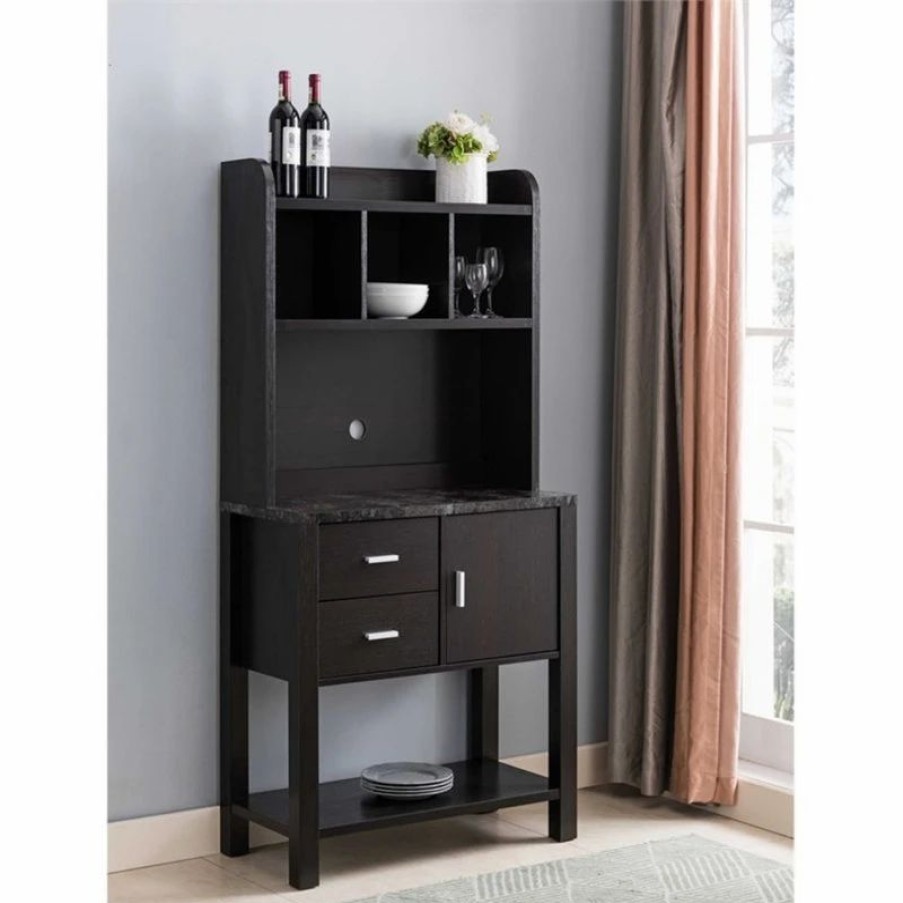 Shelving * | Smart Home Furniture 2-Drawer Wood Baker'S Cabinet In Red Cocoa/Black