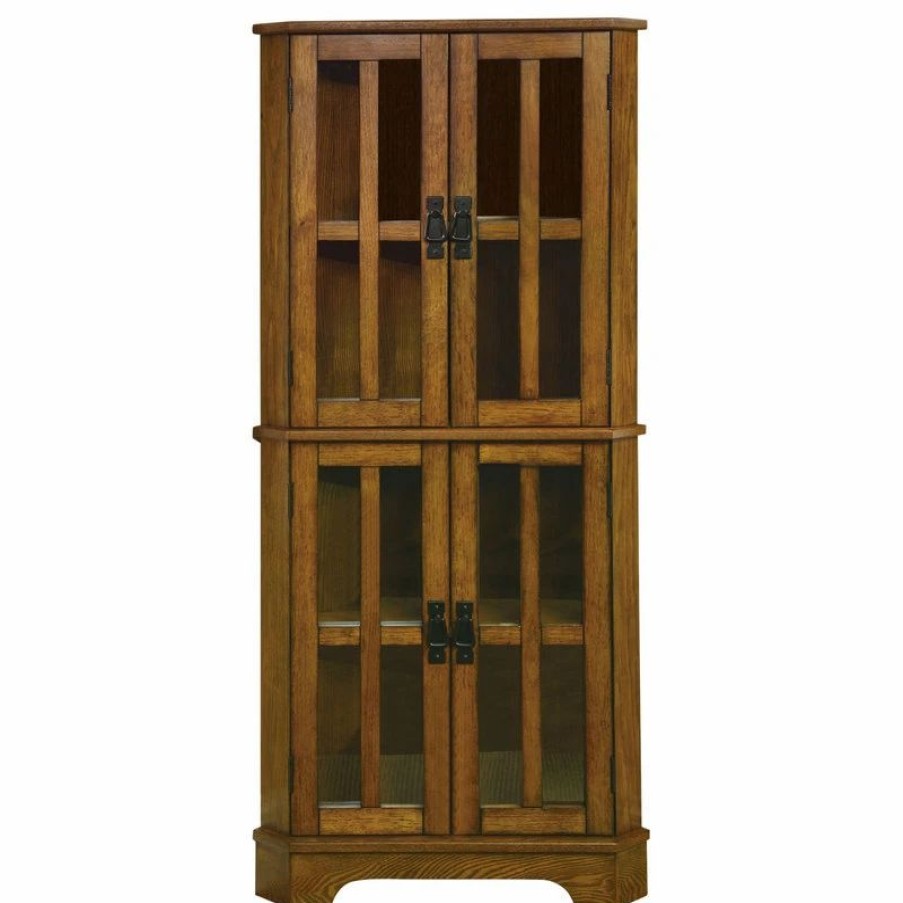 China Cabinets & Hutches * | Coaster Home Furnishings Coaster 4-Shelf Corner Curio Cabinet With Windowpane-Style Door Fronts