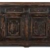 Buffets & Sideboards * | Crafters And Weavers Victoria 4 Drawer, 4 Door Sideboard Rustic Black 91