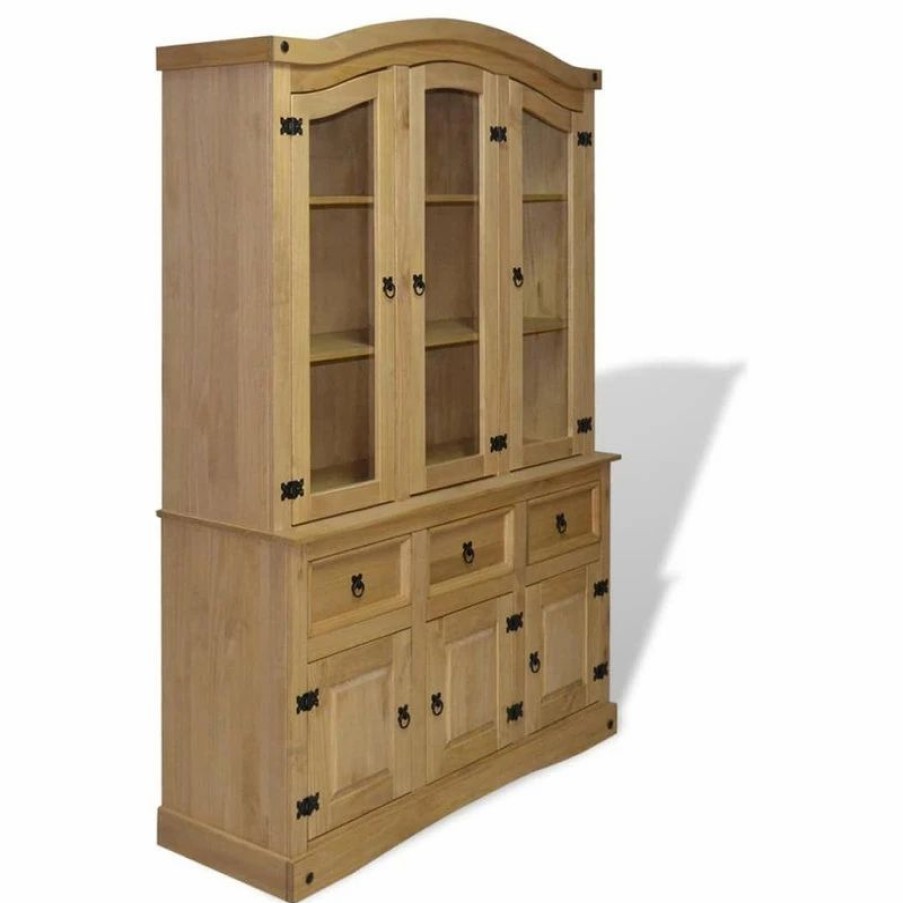 China Cabinets & Hutches * | Vida Xl International B.V. Vidaxl Buffet & Hutch Mexican Pine Corona Range Display Cabinet Unit Bookcase