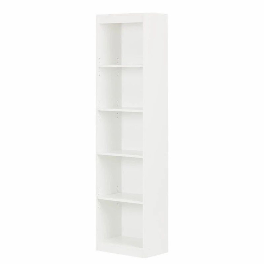 Shelving * | South Shore Furniture South Shore Axess 5-Shelf Narrow Bookcase In Pure White