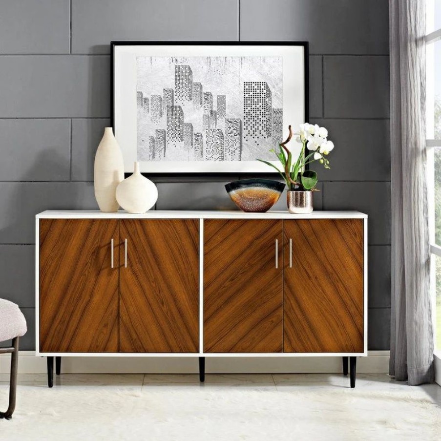 Buffets & Sideboards * | Walker Edison 58 2-Tone Modern Bookmatch Buffet