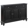 Buffets & Sideboards * | Coast To Coast Imports, Llc Raven Black Rub 3 Door 3 Drawer Credenza