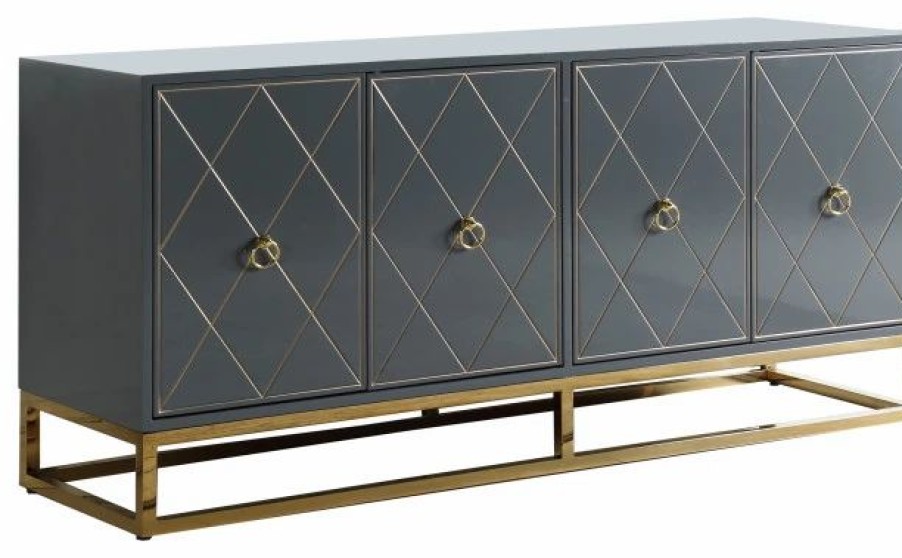 Buffets & Sideboards * | Best Master Furniture Senior Gold Plated Accent Sideboard, Gray