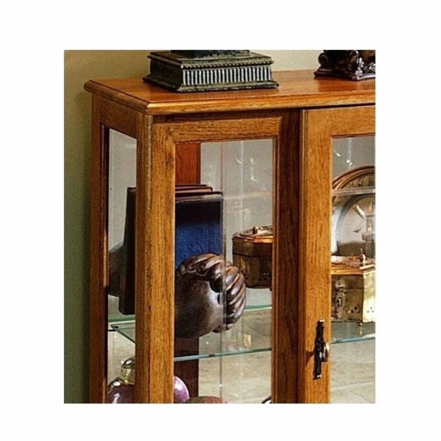 China Cabinets & Hutches * | Home Meridian Pulaski Lighted 1 Shelf Console Display Cabinet With Brown Finish 6715