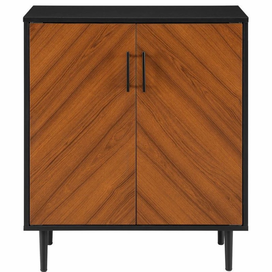 Accent Chests & Cabinets * | Walker Edison 28 Modern Bookmatch Accent Cabinet, Solid Black