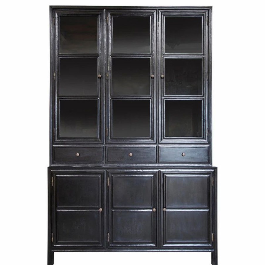 China Cabinets & Hutches * | Noir Colonial Hand Rubbed Black Hutch Garm119Hb