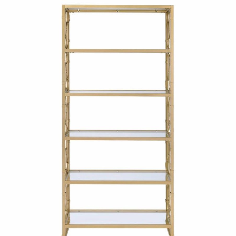 Shelving * | Acme Furniture Julos Etagere Bookcase, Clear Glass And Gold