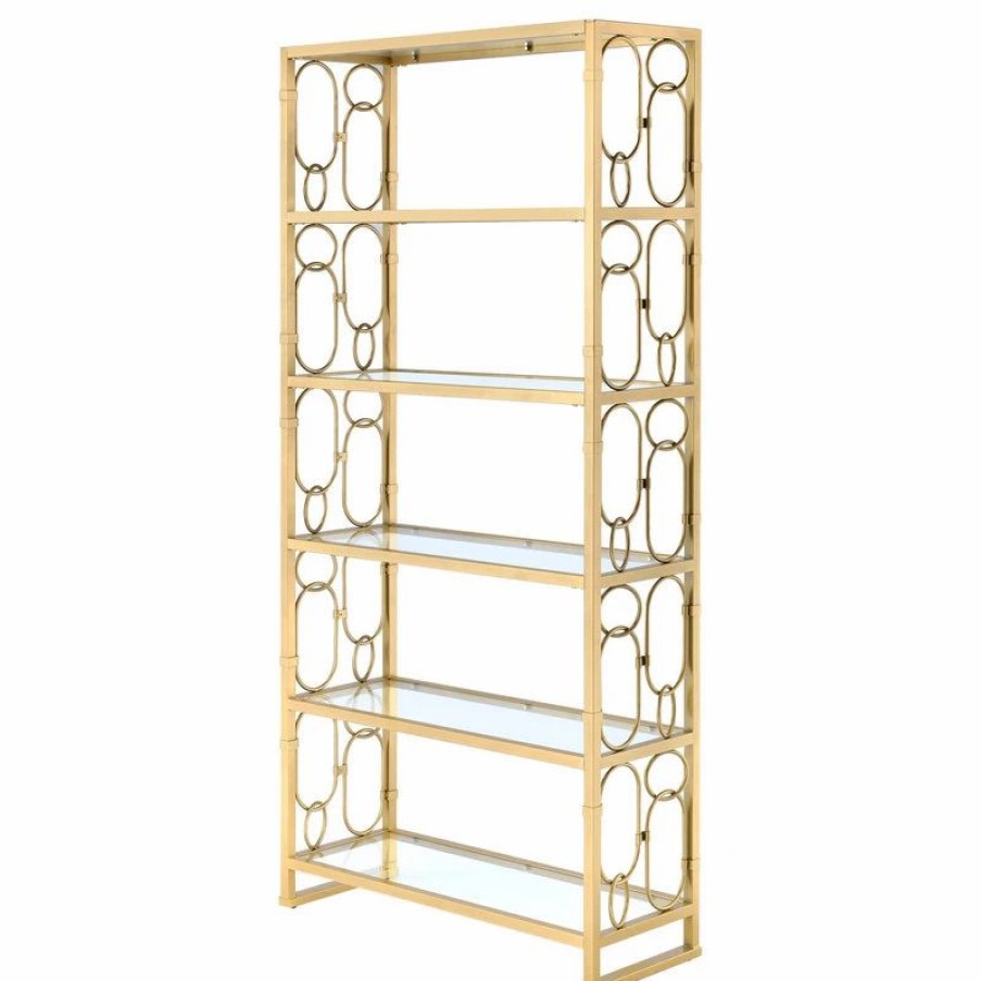 Shelving * | Acme Furniture Julos Etagere Bookcase, Clear Glass And Gold