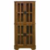 China Cabinets & Hutches * | Benzara, Woodland Imprts, The Urban Port Corner Curio Cabinet With Windowpane-Style Door Fronts, Brown