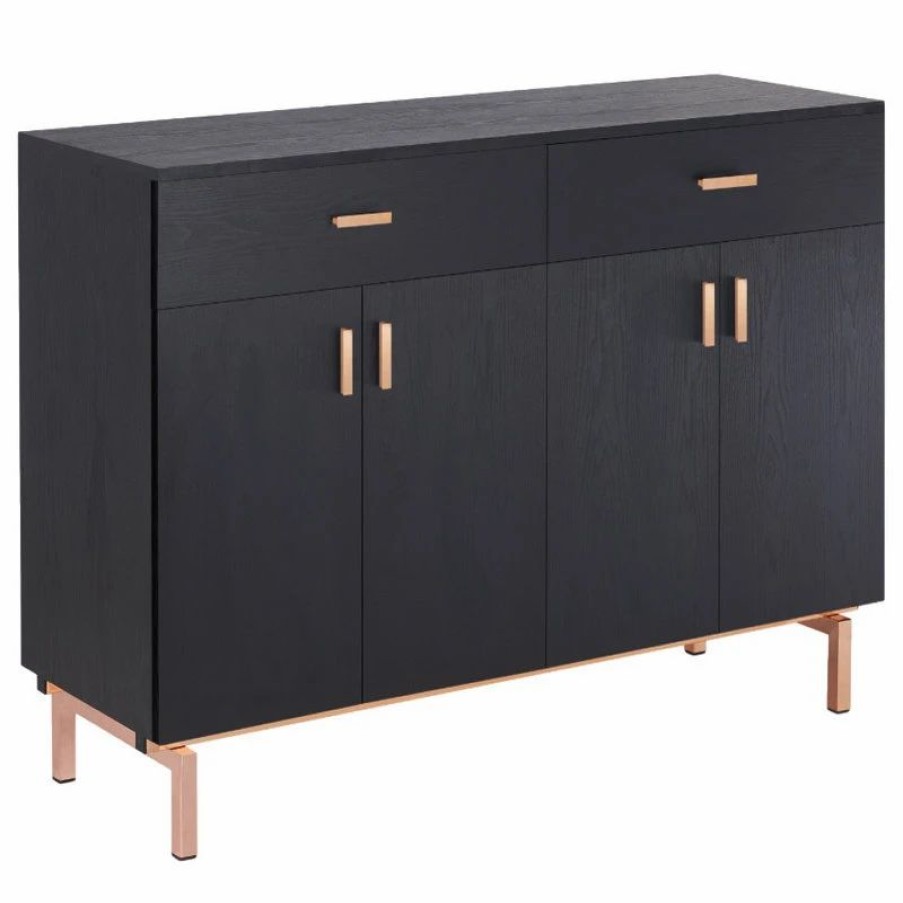 Buffets & Sideboards * | Furniture Of America E-Commerce By Enitial Lab Kaile Contemporary Dining Server, Black And Rose Gold