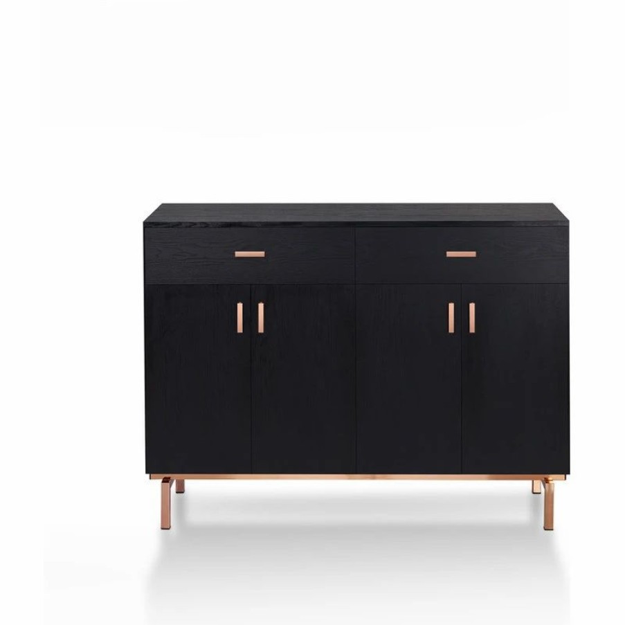 Buffets & Sideboards * | Furniture Of America E-Commerce By Enitial Lab Kaile Contemporary Dining Server, Black And Rose Gold