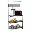 Shelving * | Gymax 4-Tier Kitchen Bakers Rack Microwave Oven Stand Industrial W/Hooks And