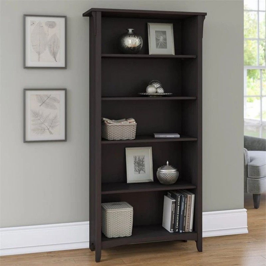 Shelving * | Bush Business Furniture Bush Furniture Salinas 5 Shelf Bookcase In Vintage Black