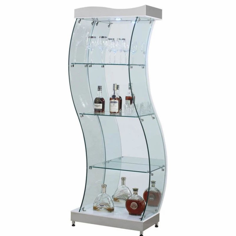 China Cabinets & Hutches * | Chintaly Imports S-Shaped Glass Curio With Clear And White Finish 6618-Cur-Wht