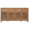 Buffets & Sideboards * | Chic Teak Inc. Recycled Teak Wood Louvre Cabinet With 4 Doors 4 Drawers