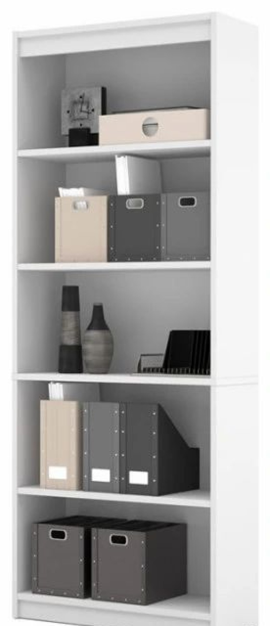 Shelving * | Bestar 5 Shelf Traditional Bookcase In White