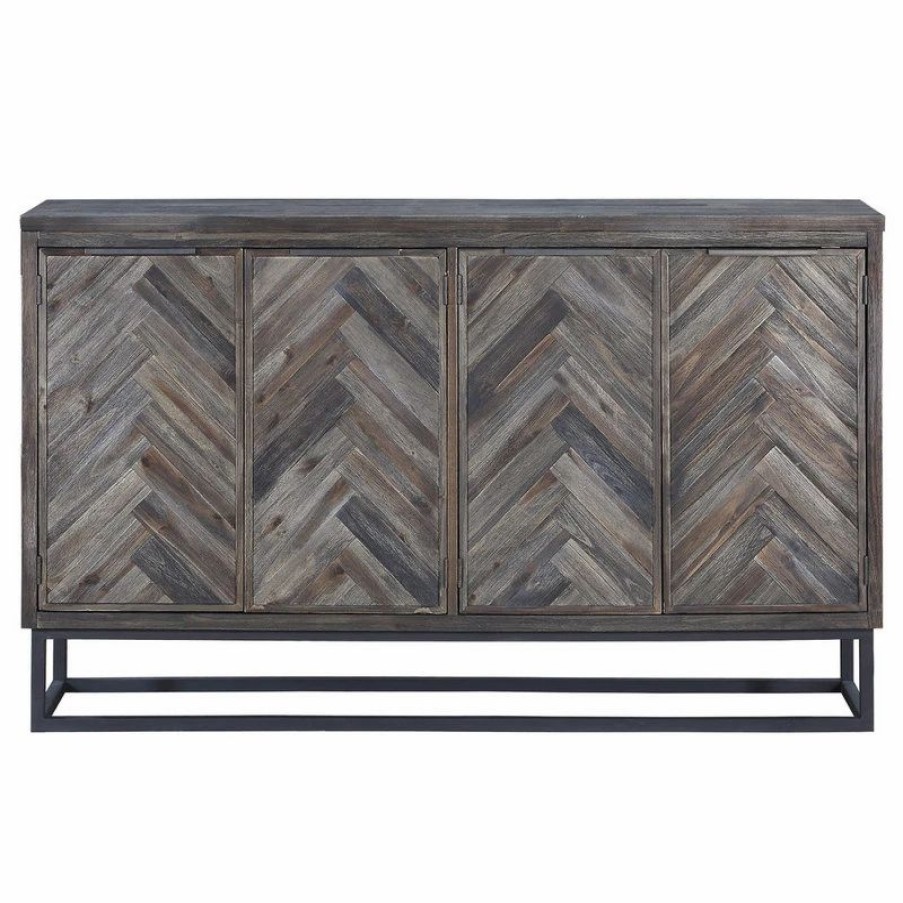 Buffets & Sideboards * | Coast To Coast Imports, Llc Aspen Court 4-Door Media Credenza, Aspen Court Herringbone