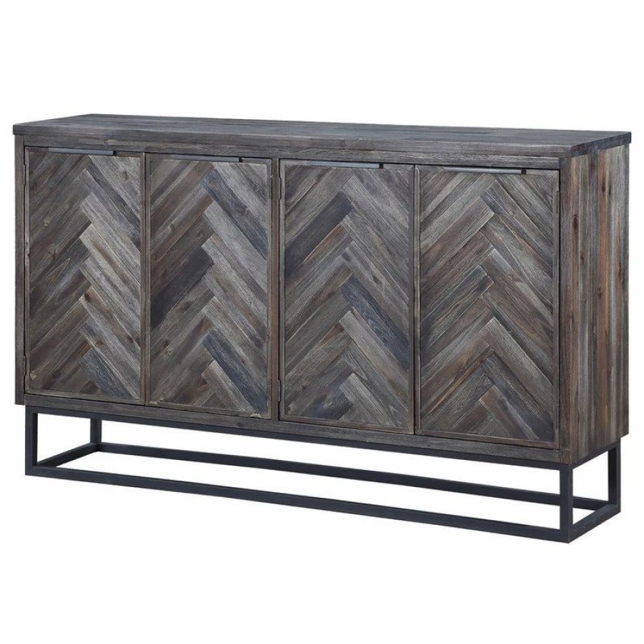 Buffets & Sideboards * | Coast To Coast Imports, Llc Aspen Court 4-Door Media Credenza, Aspen Court Herringbone