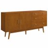 Buffets & Sideboards * | Walker Edison 70 Mid-Century Modern 3-Drawer, 2-Door Sideboard Acorn