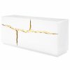 Buffets & Sideboards * | Ms Furniture Piaz Sideboard, Luxe Glam Buffet Cabinet Gold Credenza, White