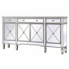 Buffets & Sideboards * | Elegant Furniture & Lighting Elegant Decor Contempo 4 Door 72 Mirrored Sideboard In Antique Silver