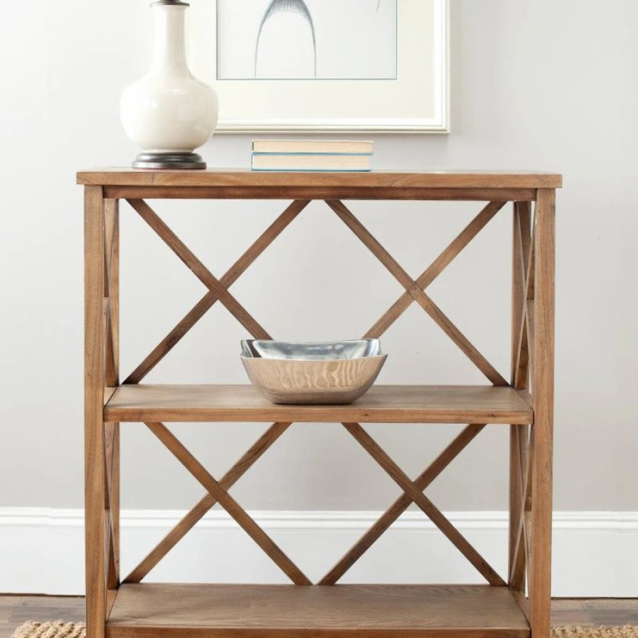 Shelving * | Safavieh Liam 2 Tier Open Bookcase, Oak