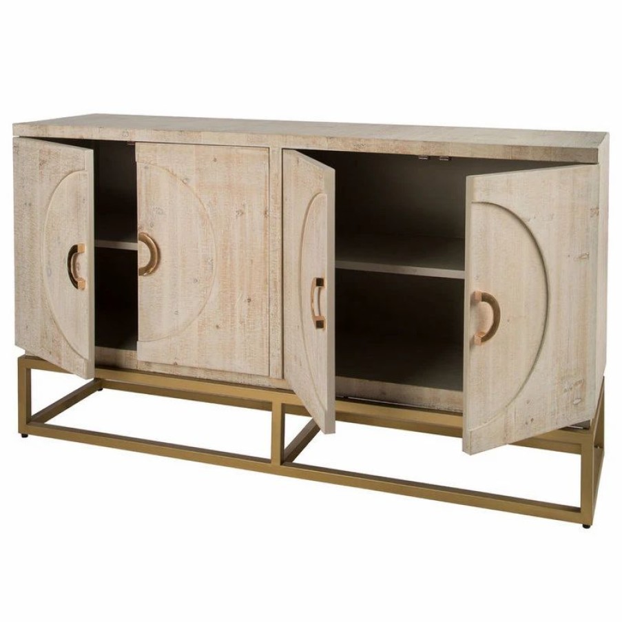 Buffets & Sideboards * | Statements By J Toretto Sideboard With Gold Legs