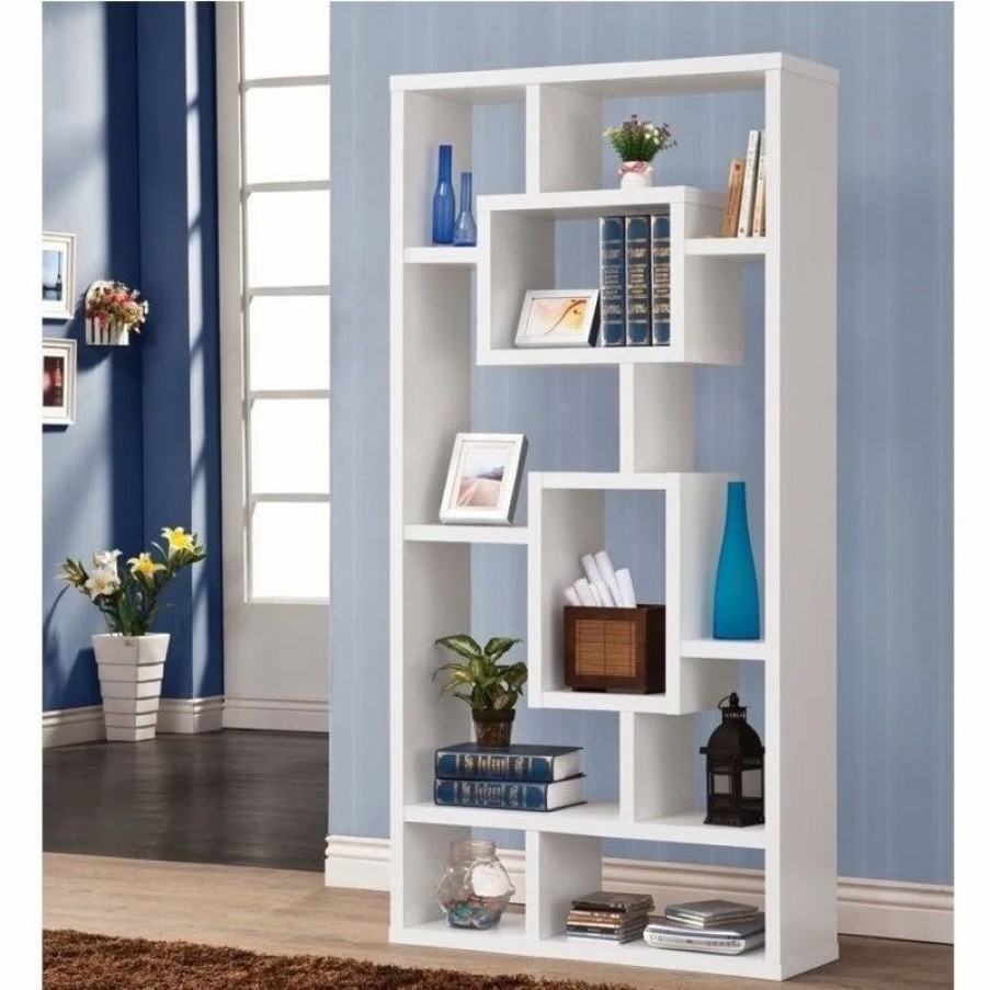 Shelving * | Bowery Hill Casual Bookcase In White