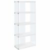 Shelving * | Monarch Modern Tempered Glass Bookshelf With White And Clear Finish I 3289