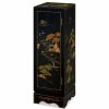 Accent Chests & Cabinets * | China Furniture And Arts Black Lacquer Chinoiserie Chinese Pedestal Cabinet