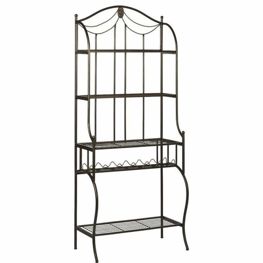 Shelving * | Hillsdale Furniture Camelot Baker'S Rack, Black Gold Finish