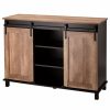 Buffets & Sideboards * | Glitzhome 47.20 Modern Industrial Black Large Sideboard With Natural Top