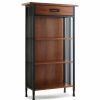 Shelving * | Leick Home Leick Ironcraft Mantel Height Brown Wood Bookcase With Drawer Storage