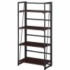 Shelving * | Convenience Concepts Xtra Folding Espresso And Black 4 Tier Bookshelf R4-0563