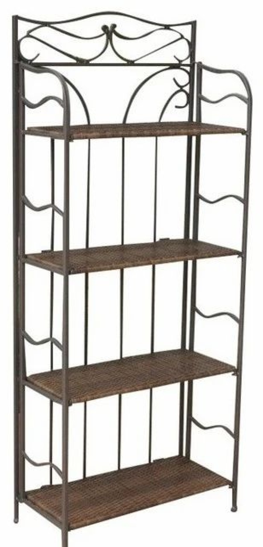 Shelving * | Pemberly Row 4 Tier 24 Bakers Rack In Antique Brown