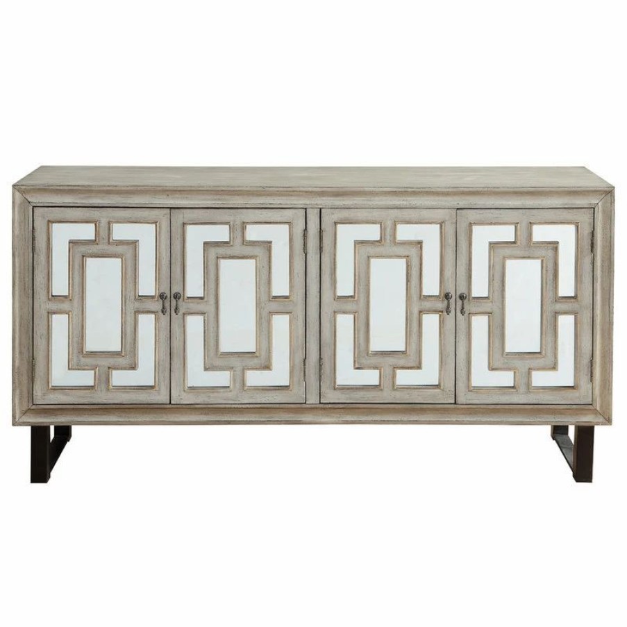 Buffets & Sideboards * | Coast To Coast Imports, Llc 4-Door Media Credenza, Garner Textured Cream