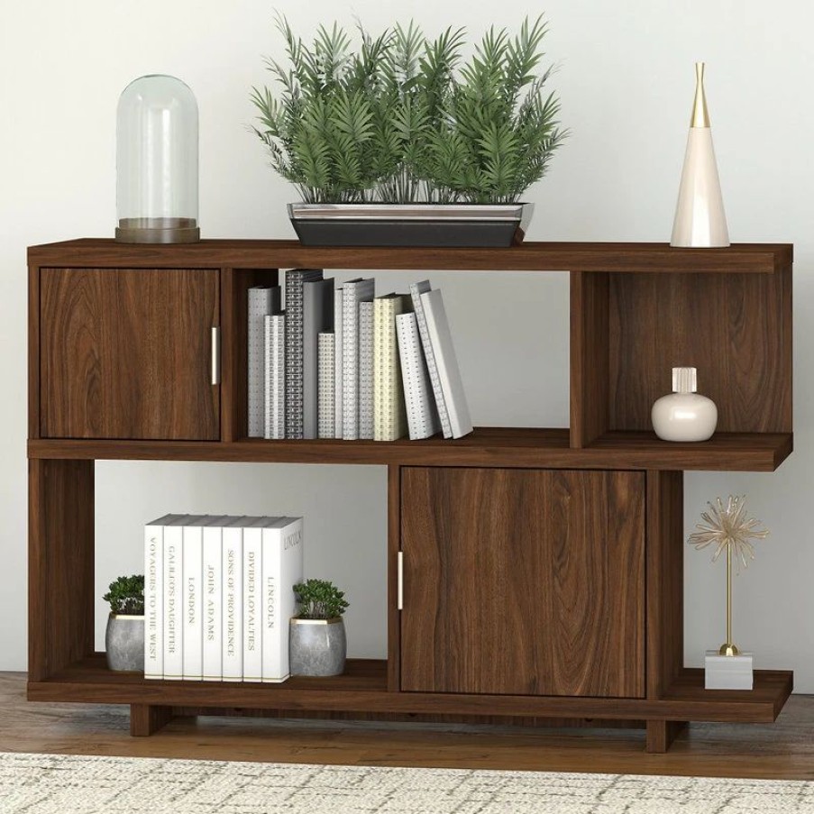 Shelving * | Bush Industries Kathy Ireland Home By Bush Furniture Madison Avenue Low Bookcase With Doors